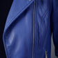 WLJ01 Blue Biker Motorcycle Wear Faux Leather Jacket For Women