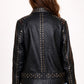 WLJ02 Women Black Silver and Golden Studs Sheepskin Leather Jacket
