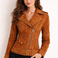 WLJ03 Home of Leather Women Brown Studded Brando Leather Jacket
