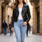 WLJ04 HoL Brand Black Biker Motorcycle Wear Real Leather Jacket For Women's