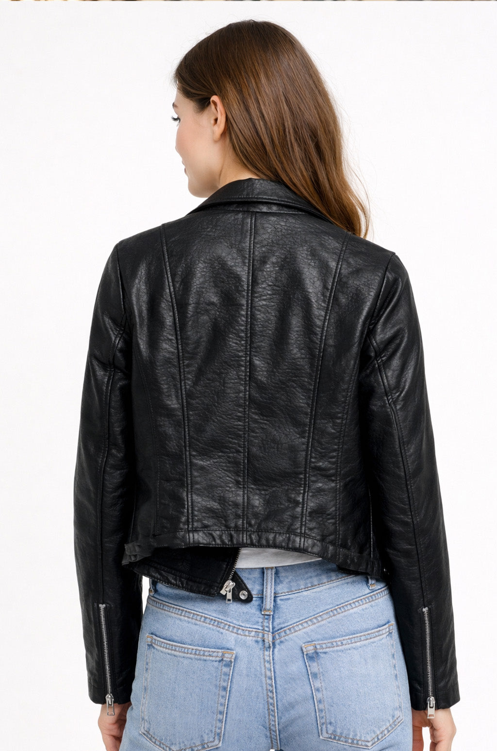 WLJ04 HoL Brand Black Biker Motorcycle Wear Real Leather Jacket For Women's