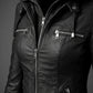 WLJ05 Detach Hoodie Women's Black Biker Stylish Real Leather Motorcycle Jacket