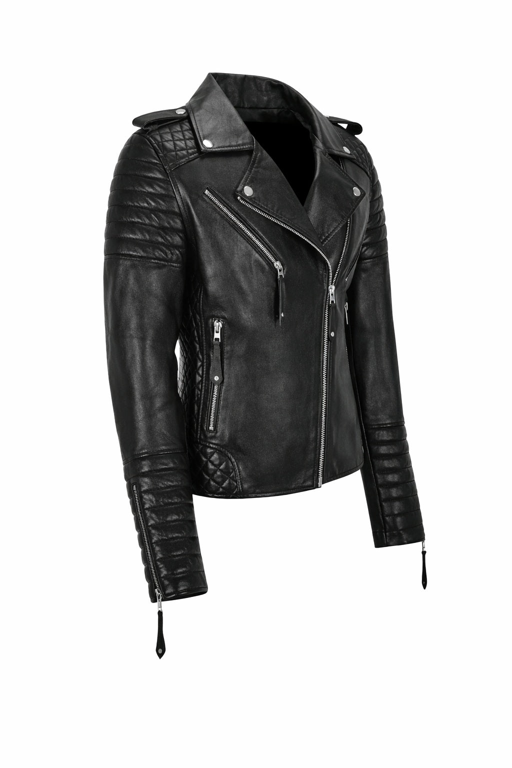Classic Biker Fashion Women's Black Jacket Real Leather Biker Ladies Jacket | Sale