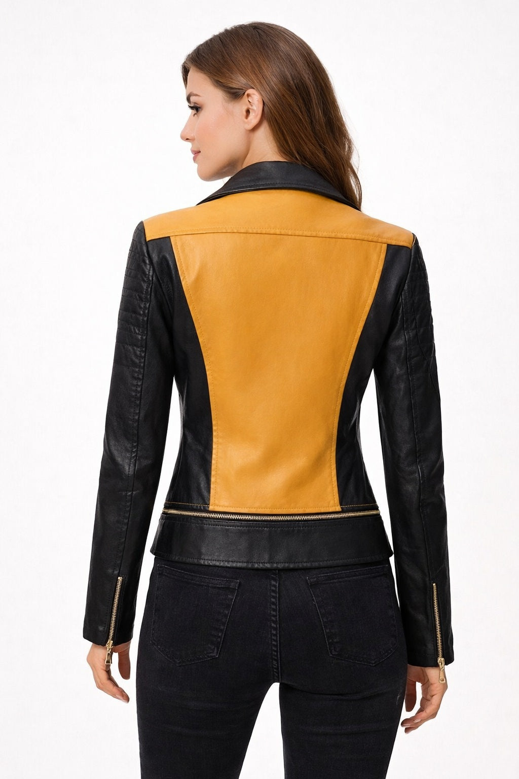 WLJ09 Women's Tanming Real Faux Leather Moto Girls Biker Slim Fit Jacket