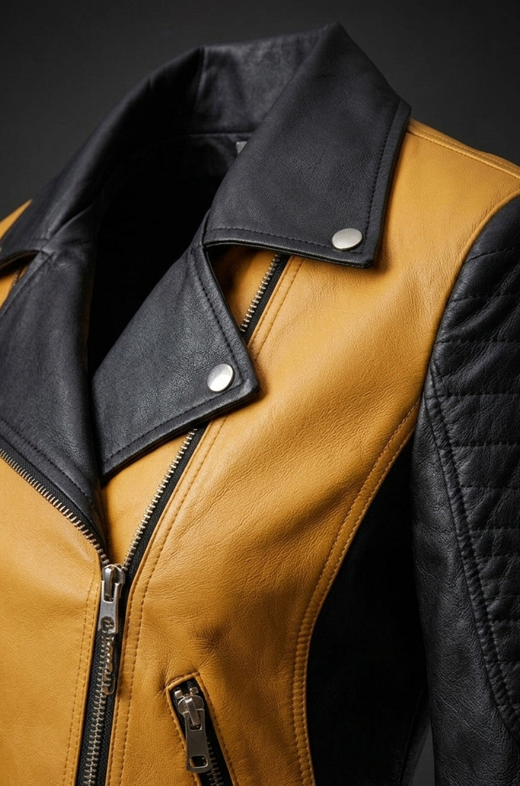 WLJ09 Women's Tanming Real Faux Leather Moto Girls Biker Slim Fit Jacket