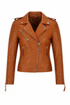 WLJ10 Women's Biker Ladies 100% Real Leather Biker Cafe Racer Zipper Best Jacket