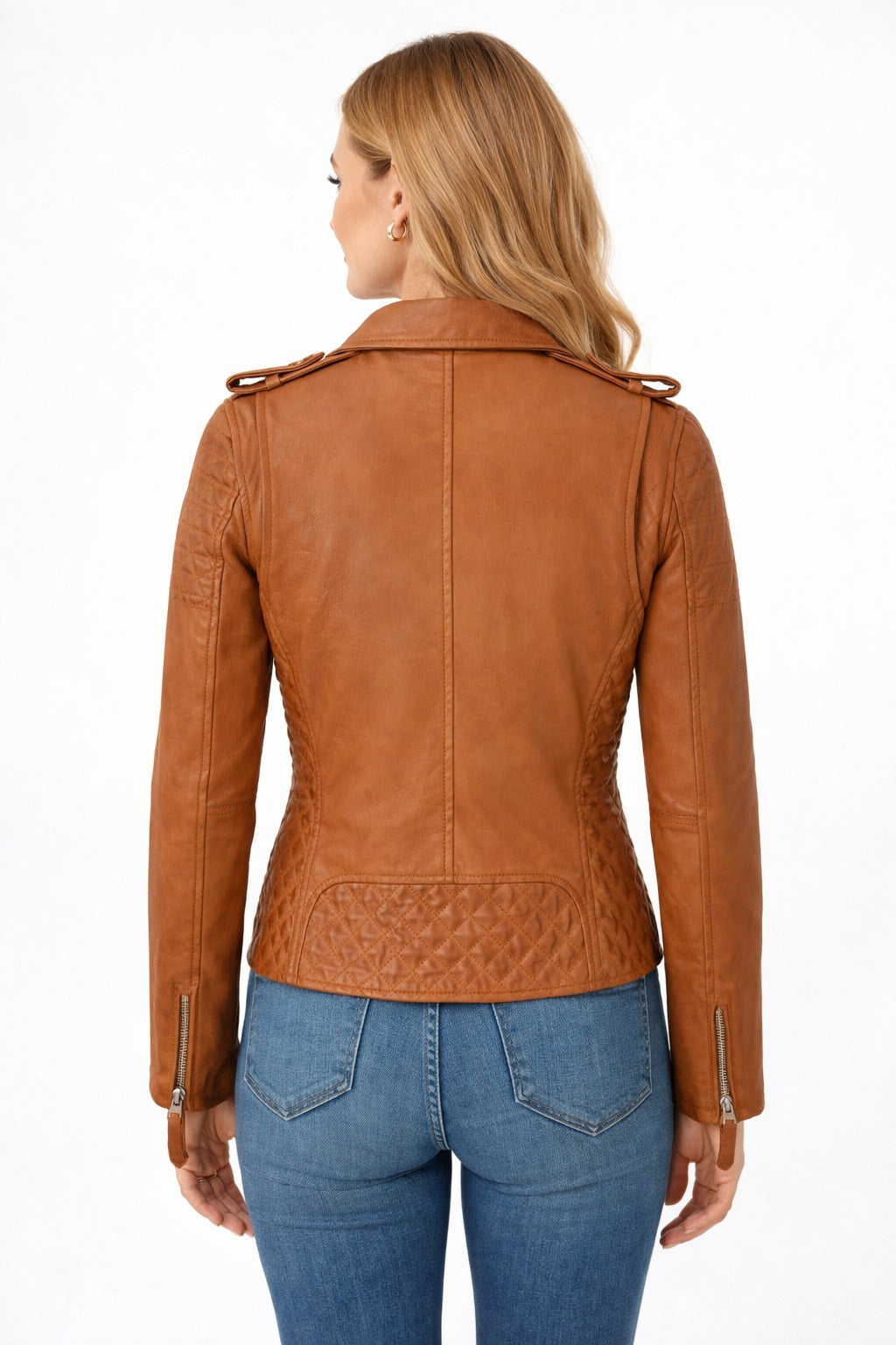 WLJ10 Women's Biker Ladies 100% Real Leather Biker Cafe Racer Zipper Best Jacket