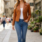 WLJ10 Women's Biker Ladies 100% Real Leather Biker Cafe Racer Zipper Best Jacket