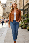 WLJ10 Women's Biker Ladies 100% Real Leather Biker Cafe Racer Zipper Best Jacket