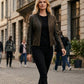 WLJ11 Women's Café Racer Star Slim Fit Stars Distressed Brown Classic Biker Leather Jacket