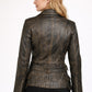 Vintage Women Café Racer Black Distressed Biker Real Leather Motorcycle Jacket SALE