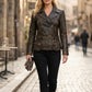 Vintage Women Café Racer Black Distressed Biker Real Leather Motorcycle Jacket SALE