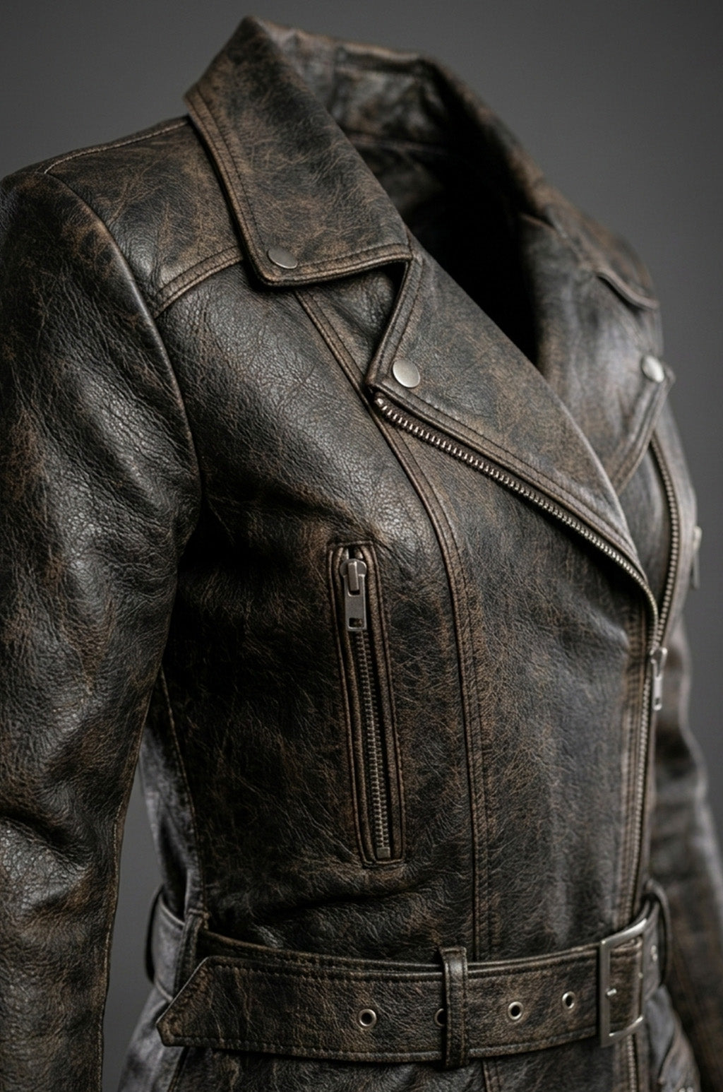 Vintage Women Café Racer Black Distressed Biker Real Leather Motorcycle Jacket SALE