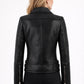 WLJ13 Women's Motorcycle Bomber Black Biker Real Leather Stylish Slim Fit Jacket