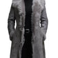 Women Classic Retro Vintage Grey Fur Genuine Sheepskin Leather Coat