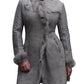 Women Classic Retro Vintage Grey Fur Genuine Sheepskin Leather Coat