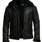B004 Men's Black Aviator Real Sheep Leather Genuine Fur Biker Winter Jacket | On Sale