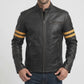 M027 Biker Support Distressed Café Racer Men Black Retro Leather Jacket with protectors