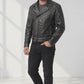 MMJ14 Bike Wear Terminator Fashion Black Motorcycle Real Leather Jacket For Men