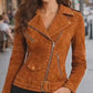 WLJ03 Home of Leather Women Brown Studded Brando Leather Jacket