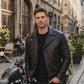 M077 Free Authentic Black Wallet Real Leather Jacket