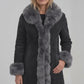 F001 HoL Brand Women's Real Black Suede Leather Coat