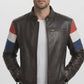 M033 HoL Brand Dutch Netherlands Flag Brown Genuine Leather Jacket For Men's