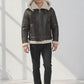 B005 Men's Bomber Real Shearling fur Sheep Skin Leather RAF B3 Biker Hooded Classic Jacket