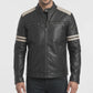 M003 Cafe Racer Black Vintage Retro 1 Men's White Stripe Jacket