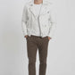 M073 New Mens Real Classic Leather Cross Zipper Jacket