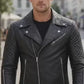 M007 Men's Stylish Black Fashion Real Leather Biker Suede Style Jacket