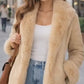 F003 HoL Women's Real Camel Brown Suede Leather Coat