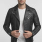 M007 Men's Stylish Black Fashion Real Leather Biker Suede Style Jacket
