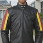 M019 HoL Brand German Flag Brown Genuine Leather Jacket For Men's