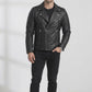 M080 Slim fit Men's Motorcycle Bomber Biker Quilted Black Real Leather Jacket