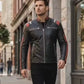 M053 Cafe Racer Retro 3 Vintage Distressed Motorcycle Black Jacket