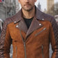 M008 Men's Cafe Racer Stylish Biker Real Leather Suede Brown Jacket
