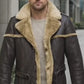 MFC05 Men Army Style Real Sheep Leather Shearling Fur Extreme Weather Coat Classic Brown Coat