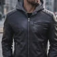 MMJ13 The Dark Knight Hooded Gotham Outlaw Batman Justice League Leather Jacket For Men