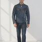 M041 Navy Blue Motorcycle Leather Style Classic Men's Genuine Biker Jacket