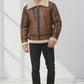 B009 RAF Men's Brown Shearling Fur B3 Flight Bomber Aviator Real Leather Jacket