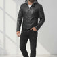 MMJ13 The Dark Knight Hooded Gotham Outlaw Batman Justice League Leather Jacket For Men