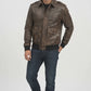 M013 Brown Aviator Distress A-2 Flying Army Style Bomber Flight Jacket For Men
