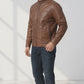 M043 Wax Men's Vintage Style Retro Brown Distressed CowHide Leather Jacket