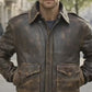 M013 Brown Aviator Distress A-2 Flying Army Style Bomber Flight Jacket For Men