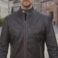 M014 Contraband Mark Wahlberg's Slim Fit Distress Leather Jacket
