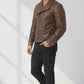 MMJ15 Men's Captain America The First Avengers Distressed Brown Army Style Biker Jacket