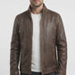 M010 Cafe Racer Stylish Distressed Brown Biker Vintage Real Leather Men's Jacket