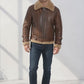 B021 Men's Real Shearling Sheepskin Leather Pilot Aviator Flying Jacket