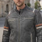 M009 Retro-2 Men Biker Vintage Motorcycle Distressed Leather Jacket